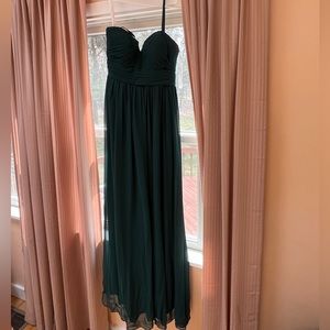 Custom Azazie formal dress. Olive green. Floor length. Worn once.